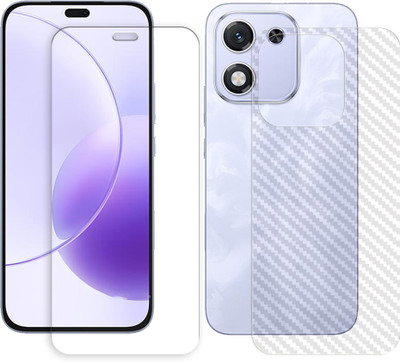 SOMTONE Front and Back Tempered Glass for Honor X70i 5G Tempered Glass Screen Protector | Anti-Scratch | Edge to Edge Full Coverage | 9H Hardness (1 FRONT TEMPERED GLASS PROTECTOR + 1 BACK CARBON FIBER SKIN)(Pack of 1)