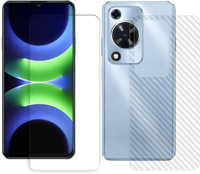 SOMTONE Front and Back Tempered Glass for Huawei Nova Y72S 4G Tempered Glass Screen Protector | Anti-Scratch | Edge to Edge Full Coverage | 9H Hardness (1 FRONT TEMPERED GLASS PROTECTOR + 1 BACK CARBON FIBER SKIN)(Pack of 1)