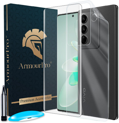 ArmourPro Front and Back Tempered Glass for Vivo V27 5G, Vivo V27, Vivo V27 Pro 5G, Vivo V27 Pro, ( 1 UV Tempered Glass with 1 Back Nano Fiber Guard )(Pack of 2)