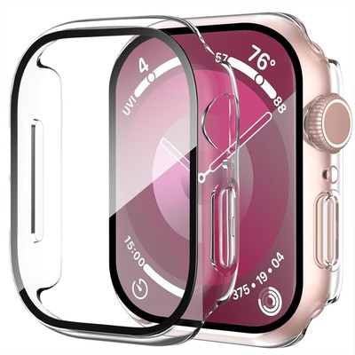 DPJ Front and Back Tempered Glass for Apple Watch Series 10 42mm, Hard PC Case Overall Protective Cover[Transparent](Pack of 1)