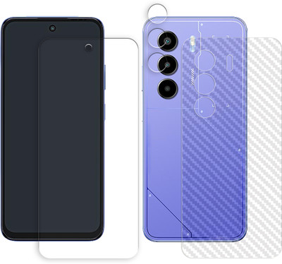 SOMTONE Edge To Edge Tempered Glass for itel Power 70 4G Tempered Glass Screen Protector | Anti-Scratch | Edge to Edge Full Coverage | 9H Hardness (1 FRONT SCREEN GUARD + 1 BACK CARBON FIBER SKIN + 1 CAMERA LENS PROTECTOR)(Pack of 1)