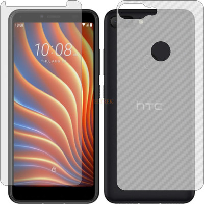 TELTREK Front and Back Tempered Glass for HTC WILDFIRE E LITE (Front Matte Finish & Back 3d Carbon Fiber)(Pack of 2)