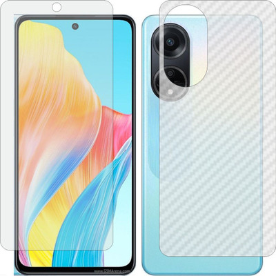 MOBART Front and Back Tempered Glass for Oppo A98 CPH2529 (Matte Front & Carbon Fiber Skin for Back)(Pack of 2)