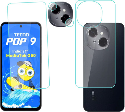 Ten To 11 Front and Back Tempered Glass for Tecno Pop 9 4G, Tecno Pop 9 4G [With Rear Camera Lens Guard](Pack of 3)