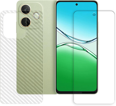 ARBAN Front and Back Tempered Glass for Oppo A5 Energy 5G Tempered Glass Screen Protector | Anti-Scratch | Edge to Edge Full Coverage | 9H Hardness FRONT TEMPERED GLASS + BACK CARBON FIBER SKIN)(Pack of 1)