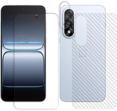 SOMTONE Front and Back Tempered Glass for OnePlus Nord 5 5G Tempered Glass Screen Protector | Anti-Scratch | Edge to Edge Full Coverage | 9H Hardness (1 FRONT SCREEN GUARD + 1 BACK CARBON FIBER SKIN + 1 CAMERA LENS PROTECTOR)(Pack of 1)