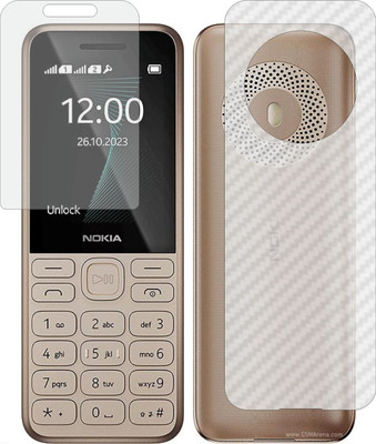 MOBART Front and Back Tempered Glass for Nokia 130 2023 (Matte Front & Carbon Fiber Skin for Back)(Pack of 2)