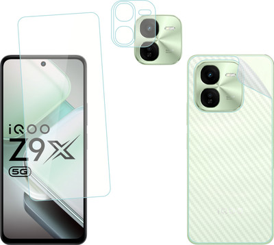 Vatsin Front and Back Tempered Glass for iQOO Z9X 5G, iQOO Z9X 5G [Back Carbon Fiber] [Rear Camera Lens Guard](Pack of 3)