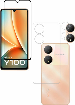 Vatsin Front and Back Tempered Glass for ViVO Y100 5G, ViVO Y100 5G [With Rear Camera Lens Guard], ViVO Y100A/ViVO T2 5G(Pack of 3)