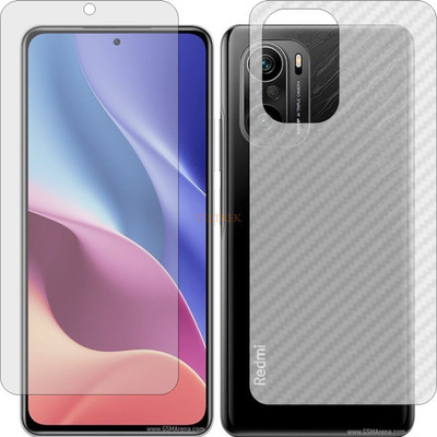 TELTREK Front and Back Tempered Glass for REDMI K40 PRO PLUS (Front Matte Finish & Back 3d Carbon Fiber)(Pack of 2)