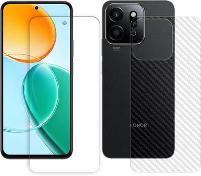 SOMTONE Front and Back Tempered Glass for Honor Play9T 5G Tempered Glass Screen Protector | Anti-Scratch | Edge to Edge Full Coverage | 9H Hardness (1 FRONT TEMPERED GLASS PROTECTOR + 1 BACK CARBON FIBER SKIN)(Pack of 1)
