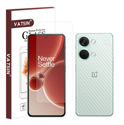 Vatsin Front and Back Tempered Glass for OnePlus Nord 3, OnePlus Nord 3 [Back Carbon Fiber](Pack of 2)