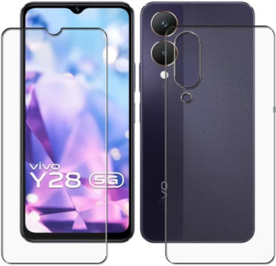 DOWRVIN Front and Back Tempered Glass for VIVO Y28 5G FRONT AND BACK TEMPERED GLASS(Pack of 2)
