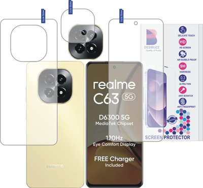 DESIBUZZ Front and Back Tempered Glass for realme C63 5G, (Flexible), realme C63 5G camera lens(Pack of 3)