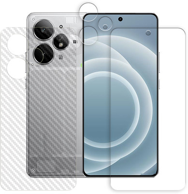 ARBAN Front and Back Tempered Glass for Realme Neo7 Turbo 5G Tempered Glass Screen Protector | Anti-Scratch | Edge to Edge Full Coverage | 9H Hardness ( 1 FRONT SCREEN GUARD + 1 BACK CARBON FIBER SKIN + 1 CAMERA LENS PROTECTOR )(Pack of 1)