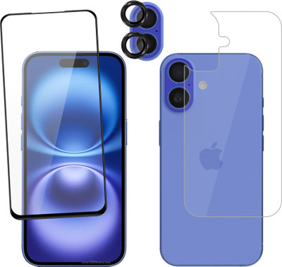 Vatsin Front and Back Tempered Glass for Apple iPhone 16 Plus, Apple iPhone 16 Plus [With Rear Camera Lens Guard](Pack of 3)
