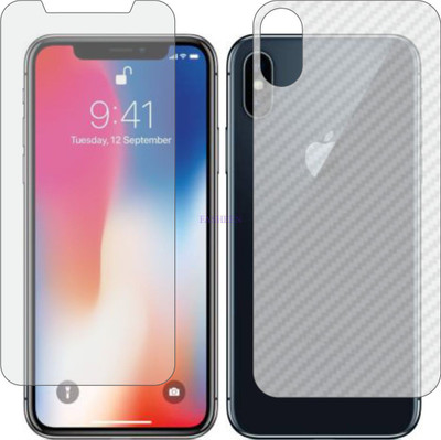 Fasheen Front and Back Tempered Glass for I PHONE X (Front Matte Finish & Back 3d Carbon Fiber)(Pack of 2)