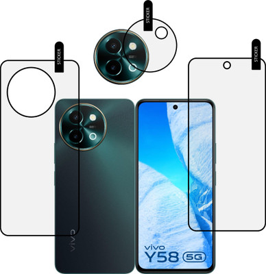 MOBKAVACH Front and Back Tempered Glass for Vivo Y58 5G WITH CAMERA LENS PROTECTOR(Pack of 3)