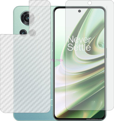TELTREK Front and Back Tempered Glass for ONEPLUS 10R 150W (Front Matte Finish & Back 3d Carbon Fiber)(Pack of 2)