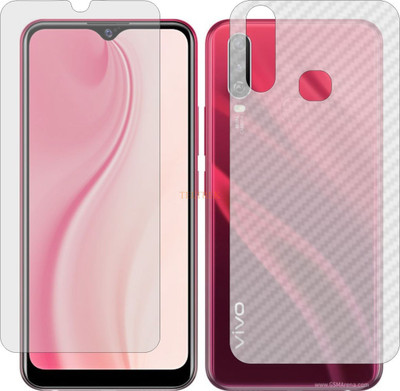 TELTREK Front and Back Tempered Glass for VIVO Y3S 1901A (Front Matte Finish & Back 3d Carbon Fiber)(Pack of 2)