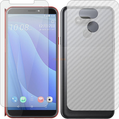 TELTREK Front and Back Tempered Glass for HTC DESIRE 12S (Front Matte Finish & Back 3d Carbon Fiber)(Pack of 2)