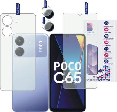 DESIBUZZ Front and Back Tempered Glass for POCO C65, (Flexible), camera lens(Pack of 3)