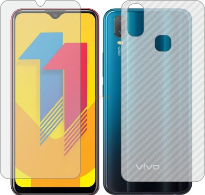 TELTREK Front and Back Tempered Glass for VIVO 1906 Y11 (Front Matte Finish & Back 3d Carbon Fiber)(Pack of 2)