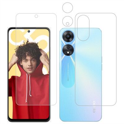 Vatsin Front and Back Tempered Glass for Oppo A58, Oppo A58 [With Rear Camera Lens Guard](Pack of 3)
