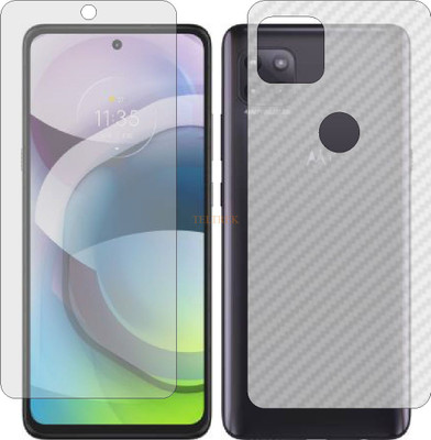 TELTREK Front and Back Tempered Glass for MOTOROLA MOTO G 5G (Front Matte Finish & Back 3d Carbon Fiber)(Pack of 2)