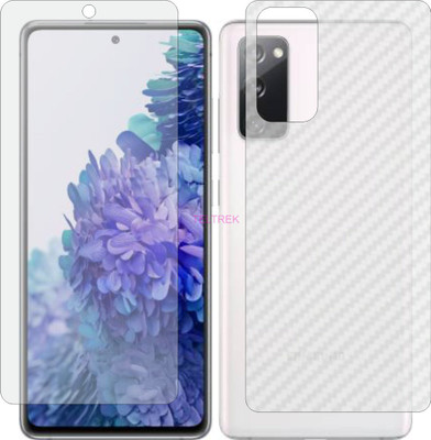 TELTREK Front and Back Tempered Glass for SAMSUNG S20 FE 2022 (Front Matte Finish & Back 3d Carbon Fiber)(Pack of 2)