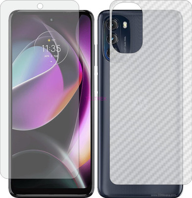 TELTREK Front and Back Tempered Glass for MOTO G 2022 (Front Matte Finish & Back 3d Carbon Fiber)(Pack of 2)