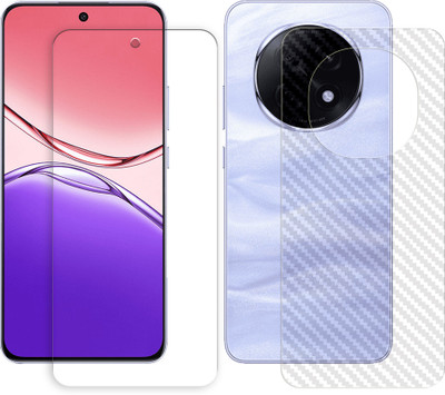 SOMTONE Front and Back Tempered Glass for Oppo A5 Pro 5G Tempered Glass Screen Protector | Anti-Scratch | Edge to Edge Full Coverage | 9H Hardness (1 FRONT TEMPERED GLASS PROTECTOR + 1 BACK CARBON FIBER SKIN)(Pack of 1)