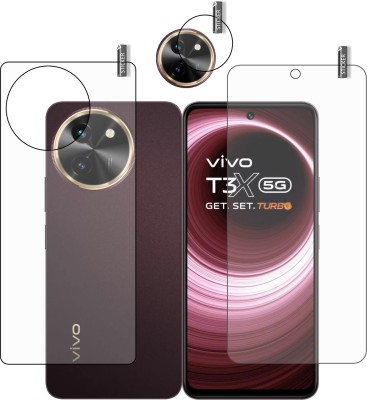 BOMGUARD Front and Back Tempered Glass for VIVO T3x 5G With Camera Lens Protector(Pack of 3)
