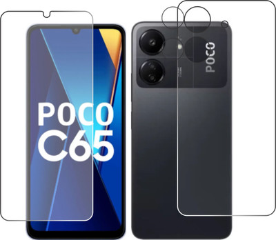 chakoor Front and Back Tempered Glass for Xiaomi Poco C65(Pack of 3)