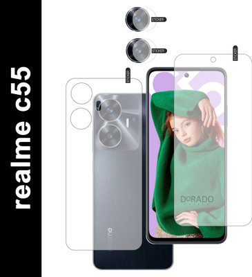 DORADO SHIELD Front and Back Tempered Glass for realme c55 front and back with camera lens (pack of 3)(Pack of 3)