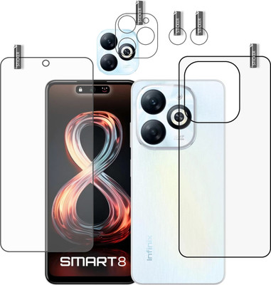 GARUDA GLASS Front and Back Tempered Glass for Infinix Smart 8 with camera lens protector(Pack of 3)