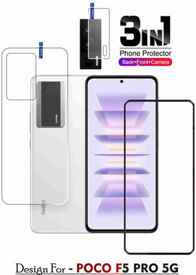KANCHA Front and Back Tempered Glass for POCO F5 PRO 5G(Pack of 3)