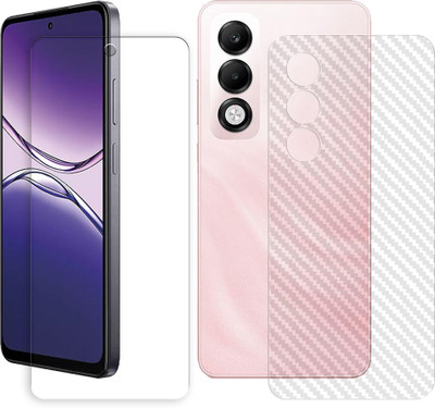 SOMTONE Front and Back Tempered Glass for Oppo K13x 5G Front Back Tempered Glass Screen Protector | Anti-Scratch | Edge to Edge Full Coverage | 9H Hardness ( 1 FRONT TEMPERED GLASS PROTECTOR + 1 BACK CARBON FIBER SKIN )(Pack of 1)