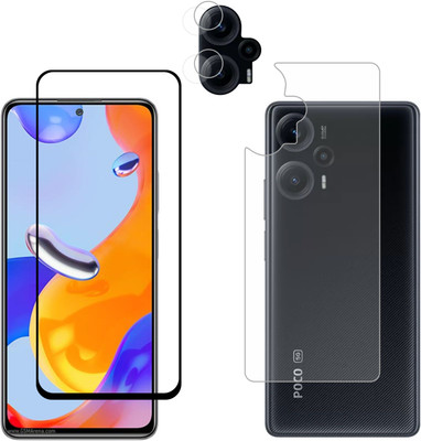 Vatsin Front and Back Tempered Glass for Poco F5 5G, Poco F5 5G [With Rear Camera Lens Guard](Pack of 3)