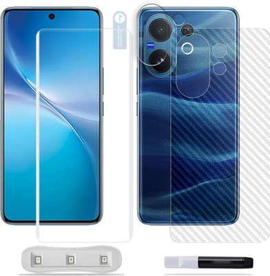 ARBAN Front and Back Tempered Glass for vivo V60 5G Tempered Glass Screen Protector ( 1 UV TEMPERED GLASS SCREEN PROTECTOR + 1 BACK CARBON FIBER SKIN + 1 CAMERA LENS PROTECTOR )(Pack of 1)