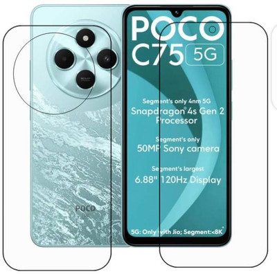 DOWRVIN Front and Back Tempered Glass for POCO C75 5G(Pack of 2)