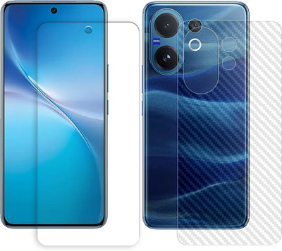 SOMTONE Front and Back Tempered Glass for vivo V60 5G Front Back Tempered Glass Screen Protector | Anti-Scratch | Edge to Edge Full Coverage | 9H Hardness ( 1 FRONT TEMPERED GLASS PROTECTOR + 1 BACK CARBON FIBER SKIN )(Pack of 1)