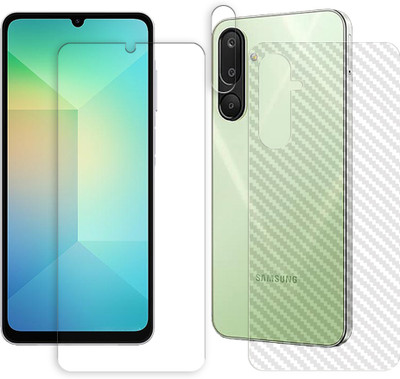 ARBAN Front and Back Tempered Glass for Samsung Galaxy M16 5G Tempered Glass Screen Protector | Anti-Scratch | Edge to Edge Full Coverage | 9H Hardness (1 FRONT SCREEN GUARD + 1 BACK CARBON FIBER SKIN + 1 CAMERA LENS PROTECTOR)(Pack of 1)