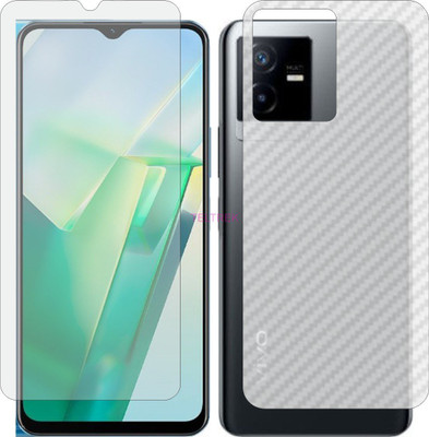 TELTREK Front and Back Tempered Glass for VIVO T2 X (Front Matte Finish & Back 3d Carbon Fiber)(Pack of 2)