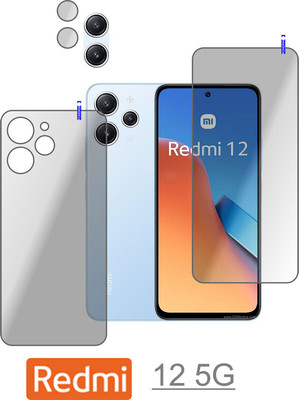 PONDRIK Front and Back Tempered Glass for REDMI 12 5G(Pack of 3)