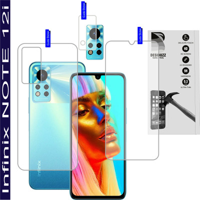 DESIBUZZ Front and Back Tempered Glass for Infinix Note 12i, Camera Lens, (9h Scratch Proof,Ultra Thin Flexible Guard)(Pack of 3)