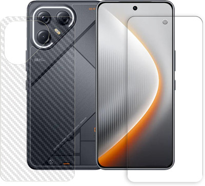 SOMTONE Front and Back Tempered Glass for Tecno Pova 7 Ultra 5G Front Back Tempered Glass Screen Protector | Anti-Scratch | Edge to Edge Full Coverage | 9H Hardness ( 1 FRONT TEMPERED GLASS PROTECTOR + 1 BACK CARBON FIBER SKIN )(Pack of 1)