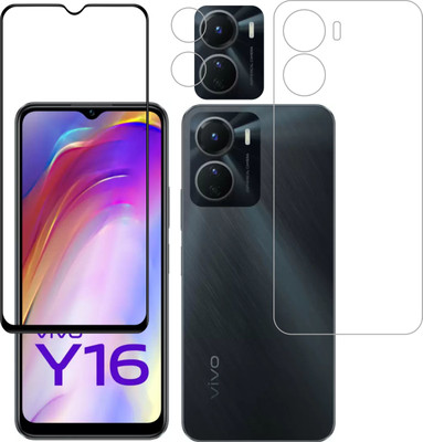 Vatsin Front and Back Tempered Glass for ViVO Y56 5G, vivo Y16, vivo T2X 5G, ViVO Y56 5G [With Rear Camera Lens Guard](Pack of 3)