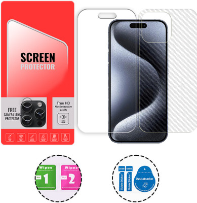 SOMTONE Front and Back Tempered Glass for Apple iPhone 15 Pro 5G (1 FREE CAMERA LENS) WITH FRONTBACK SCREEN PROTECTOR(Pack of 1)