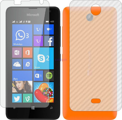 Fasheen Front and Back Tempered Glass for MICROSOFT LUMIA 430 DUAL SIM1 (Front Matte Finish & Back 3d Carbon Fiber)(Pack of 2)